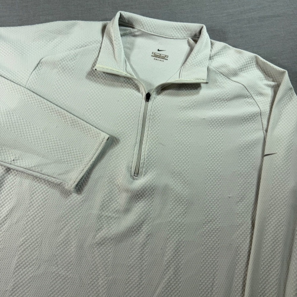 Nike Quarter Zip Pullover Mens‎ Size M Gray Dri-FIT Waffle Knit Activewear USA